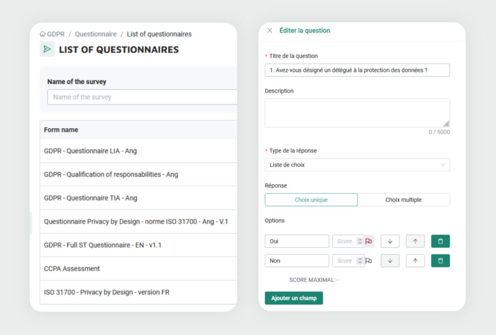 Page RGPD - screenshot questionnaires-audit-en